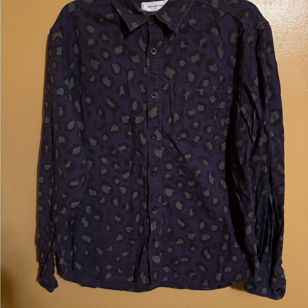 Urban Outfitters Purple and Gray leopard print flannel shirt medium